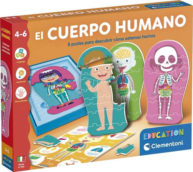 Clementoni - Juego educativo el cuerpo humano - Jeu éducatif pour découvrir la structure et les caractéristiques du corps humain - Multilingue (6 ans et plus) Clementoni - Juego educativo el cuerpo humano - Jeu éducatif pour découvrir la structure et les caractéristiques du corps humain - Multilingue (6 ans et plus)