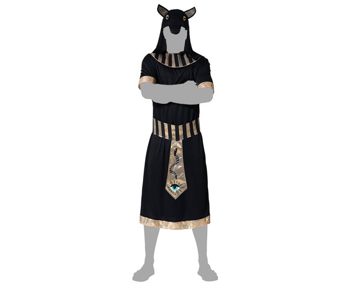 Déguisement Égyptien Homme Adulte Noir - Taille XS-S - Inclut Tunique, Ceinture, Collier et Coiffe - Thème Égypte Antique
