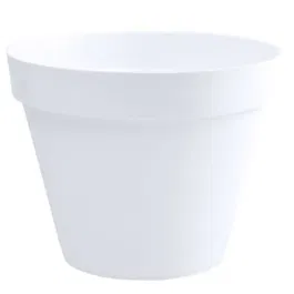 Eda Pot de Fleurs Rond Toscane, Ø 48 x H 40 cm, 43 Litres, Polypropylène Résistant, Usage Intérieur et Extérieur, Blanc