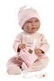 Llorens Muñeca Mimi, poupée nouveau-né qui pleure avec pyjama rose 42 cm en tissu, langue espagnole, sons et lumières, fonctionne avec piles