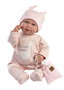 Llorens Muñeca Mimi, poupée nouveau-né qui pleure avec pyjama rose 42 cm en tissu, langue espagnole, sons et lumières, fonctionne avec piles
