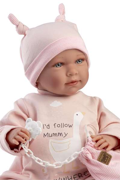 Llorens Muñeca Mimi, poupée nouveau-né qui pleure avec pyjama rose 42 cm en tissu, langue espagnole, sons et lumières, fonctionne avec piles Llorens Muñeca Mimi, poupée nouveau-né qui pleure avec pyjama rose 42 cm en tissu, langue espagnole, sons et lumières, fonctionne avec piles