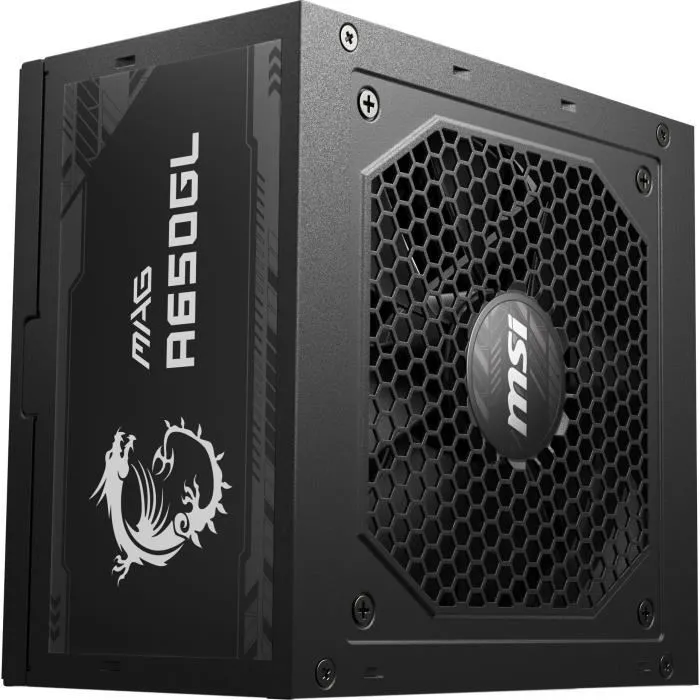 MSI MAG A650GL Alimentation PC Modulaire 650W 80+ Gold, certifiée ATX 3.0 / PCIe 5.0, ventilateur 120 mm silencieux, câbles plats