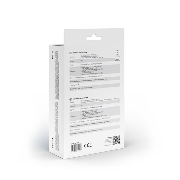 SAVIO Câble DisplayPort vers DisplayPort 1.4, 1m, noir