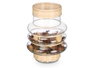 GIFTDECOR Porte-bougies Aros en verre et rotin