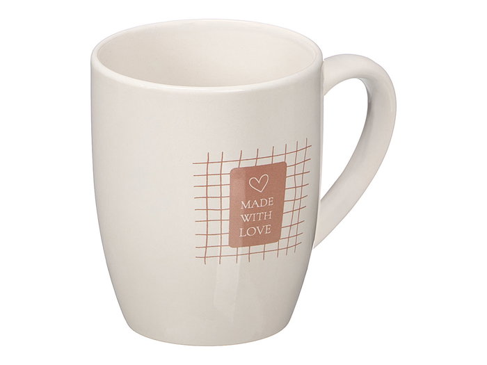 VESSIA Taza Porcelana Love 350ml Blanco-Rosa