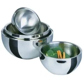 GSW Saladier isotherme 30 cm en acier inoxydable, 5,50 L avec couvercle étanche, double paroi, idéal pour plats chauds et froids