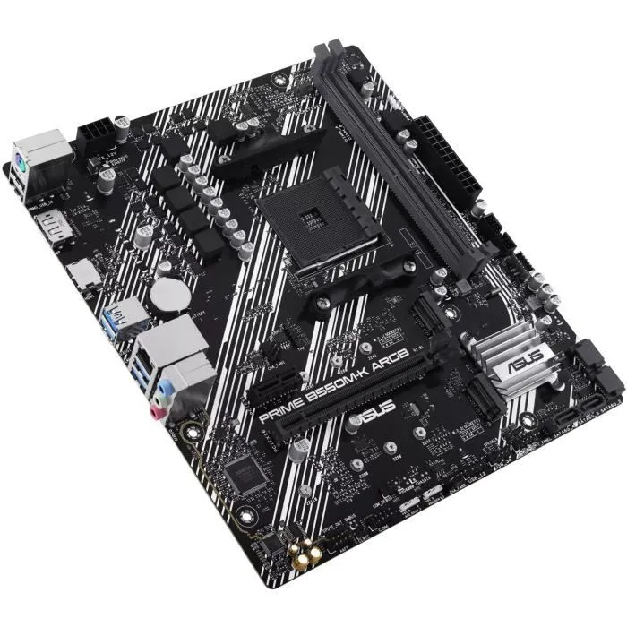 Asus 90MB1GC0-M0EAY0 - Carte mère Prime B550M-K - AMD AM4 - Micro ATX - avec contrôle ARGB - Noir/Gris clair