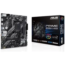 Asus 90MB1GC0-M0EAY0 - Carte mère Prime B550M-K - AMD AM4 - Micro ATX - avec contrôle ARGB - Noir/Gris clair