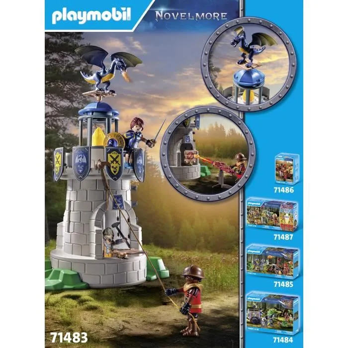 Playmobil 71483 Tourelle des chevaliers de Novelmore avec dragon et personnages - Jeu de construction et figurines