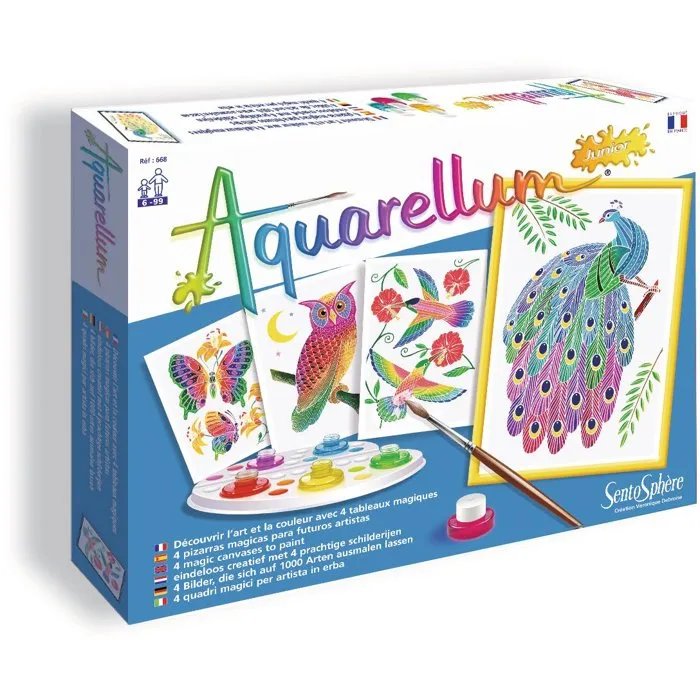 Sentosphere Aquarellum Junior Kit de Peinture Aquarelle 'Dans le Parc' pour Enfants dès 6 Ans - 5 Couleurs, Papier Vélin Serti