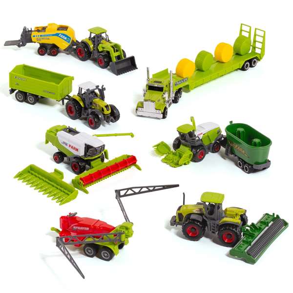Molto - Set de 16 tracteurs en métal, échelle 1:64, jouet pour enfants dès 3 ans