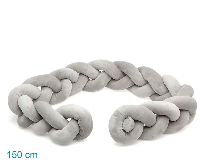 KioKids Protecteur de Lit bébé en Treillis de 1,5 mètres Couleur Gris pour Cuna et Lit d'Enfant - Prévention des Chocs et Décoration Chambre