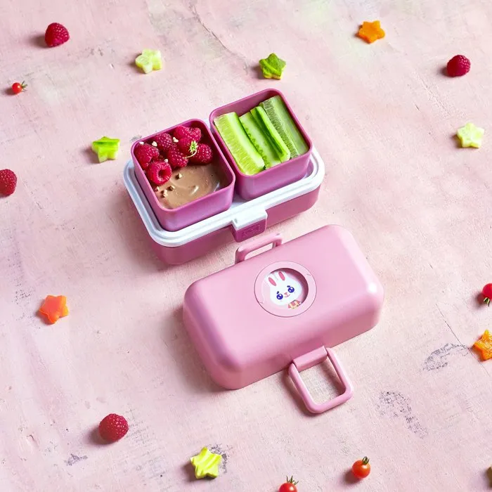 Monbento - Lunch Box Enfant 3 Compartiments Sans BPA MB Tresor Rose Blush - Boîte repas micro-ondable 0.8 L personnalisable