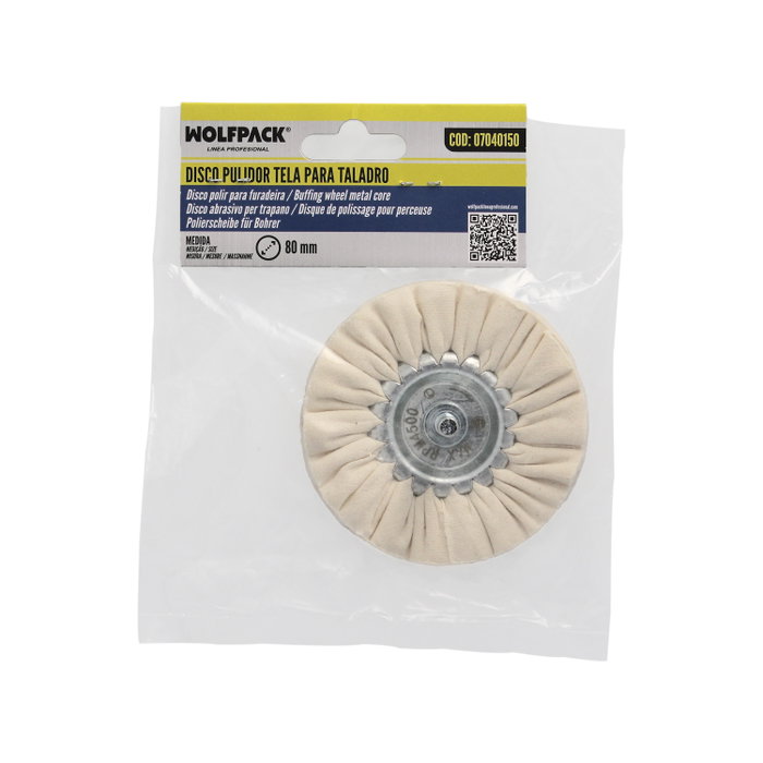 WOLFPACK LINEA PROFESIONAL Disque de polissage en tissu pour perceuse Ø80mm