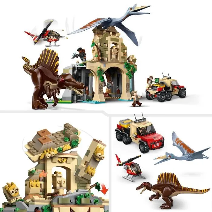 LEGO Jurassic World 76976 Mission Aérienne avec Spinosaure et Quetzalcoatlus, 984 Pièces, 4 Minifigurines