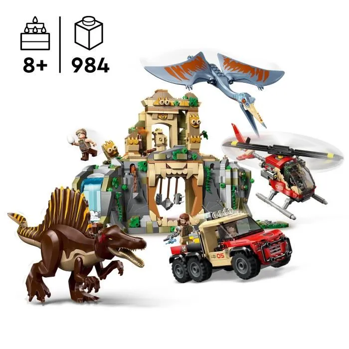 LEGO Jurassic World 76976 Mission Aérienne avec Spinosaure et Quetzalcoatlus, 984 Pièces, 4 Minifigurines