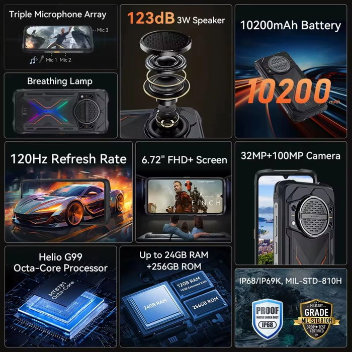 Smartphone Cubot KING KONG POWER 3 6,72" 6 GB RAM 256 GB Noir Smartphone Cubot KING KONG POWER 3 6,72" 6 GB RAM 256 GB Noir