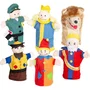 Roba - Set de 6 marionnettes à main en tissu pour enfants - Personnages théâtre Guignol (Clown, Princesse, Roi, Policier, Brigand, Loup) - Couleurs Rouge, Bleu, Jaune