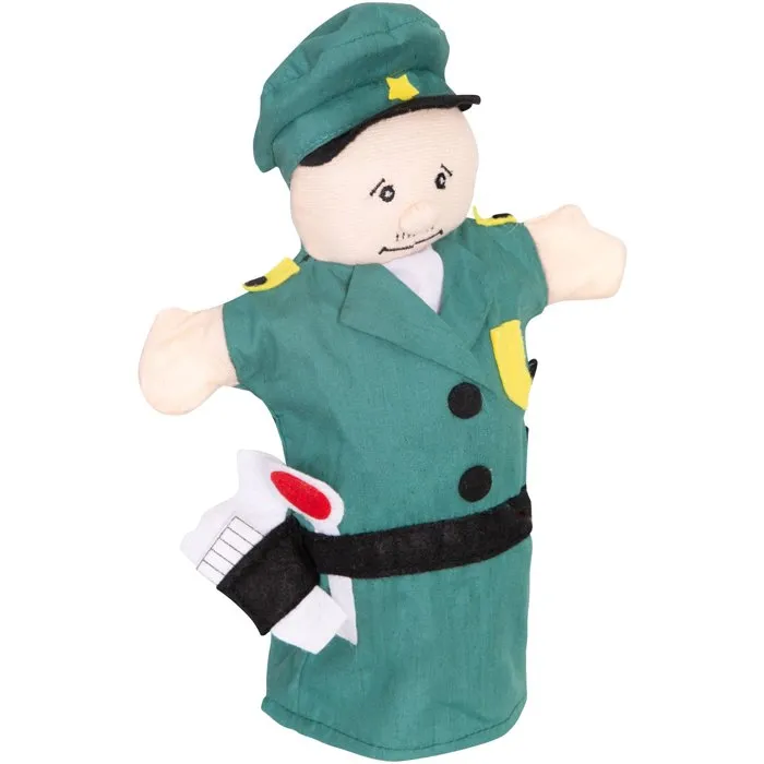 Roba - Set de 6 marionnettes à main en tissu pour enfants - Personnages théâtre Guignol (Clown, Princesse, Roi, Policier, Brigand, Loup) - Couleurs Rouge, Bleu, Jaune