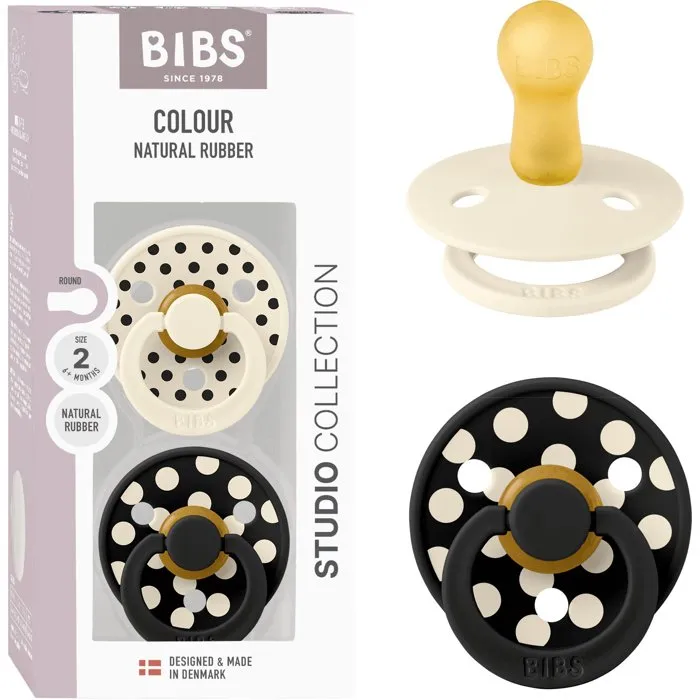 Bibs Sucette BIBS Studio Colour Ronde T2 Ivory Black - Pack de 2 Bibs Sucette BIBS Studio Colour Ronde T2 Ivory Black - Pack de 2