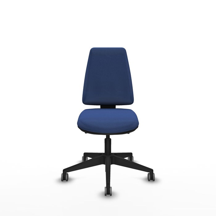 Chaise Elche Asynchrone Tissu Bleu foncé Base pyramidale noire Sans accoudoirs Sans appui-tête Roulettes 65mm pour moquette