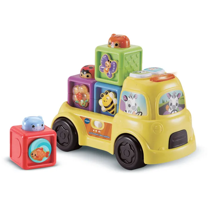 VTech Baby - Lumi Camion Cubes Surprises - Jouet d'éveil avec sons et lumières - 6 à 36 mois - Développe la motricité - Camion à empiler et cubes colorés