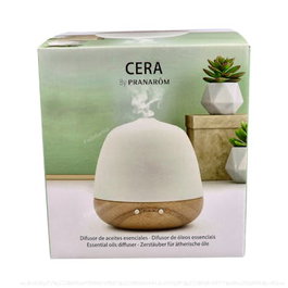 Pranarôm Diffuseur Ultrasonique d'Huiles Essentielles en Bois et Céramique Ovale avec Lumière