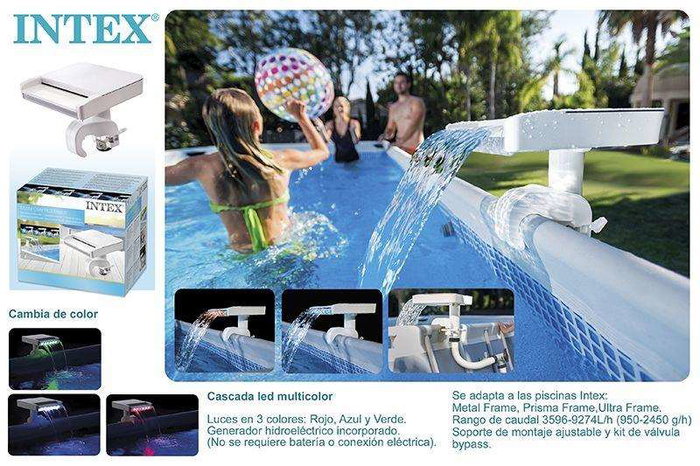 Intex Fontaine de piscine avec éclairage LED multicolore, adaptable, dimensions 38 x 33.5 x 31.5 cm