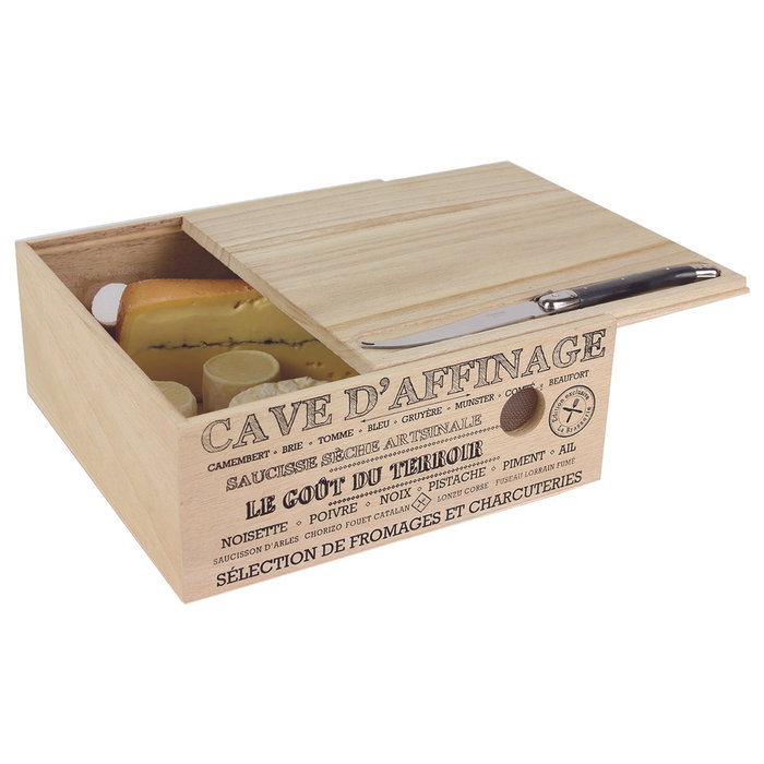 Totally Addict Boîte à fromage en bois avec couteau BISTROT Totally Addict Boîte à fromage en bois avec couteau BISTROT