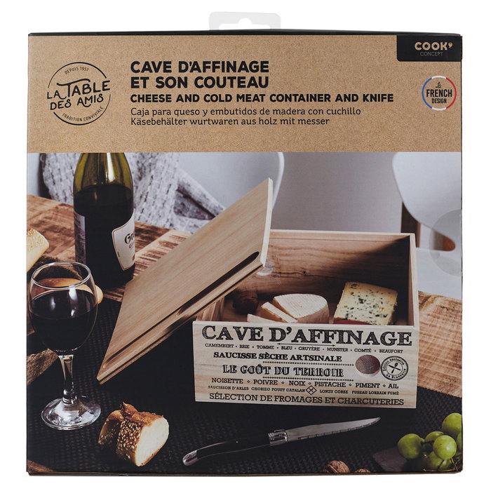 Totally Addict Boîte à fromage en bois avec couteau BISTROT Totally Addict Boîte à fromage en bois avec couteau BISTROT