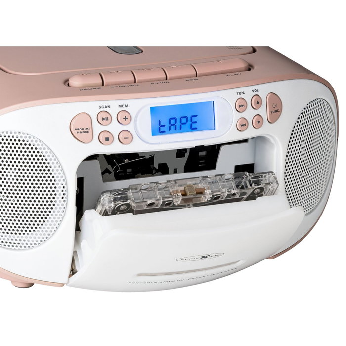 Reflexion RCR2260 Boombox Radio-CD-Kassette Blanc/Rose Reflexion RCR2260 Boombox Radio-CD-Kassette Blanc/Rose