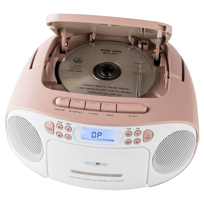 Reflexion RCR2260 Boombox Radio-CD-Kassette Blanc/Rose Reflexion RCR2260 Boombox Radio-CD-Kassette Blanc/Rose