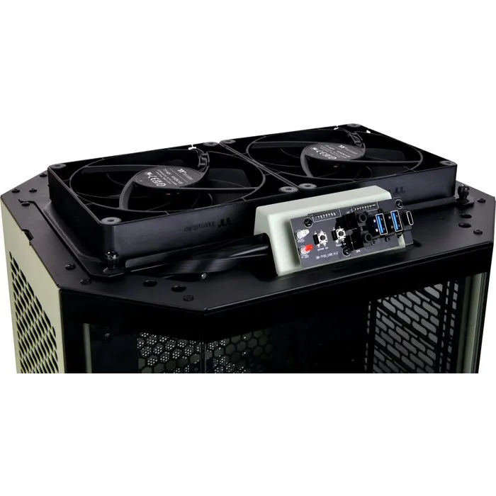 Thermaltake Boîtier PC Moyen Tour The Tower 300 CA-1Y4-00SEWN-00 Micro-ATX, Format Mini Tour, 2x140mm, USB-C, 3 Panneaux Verre Trempé, Vert Matcha