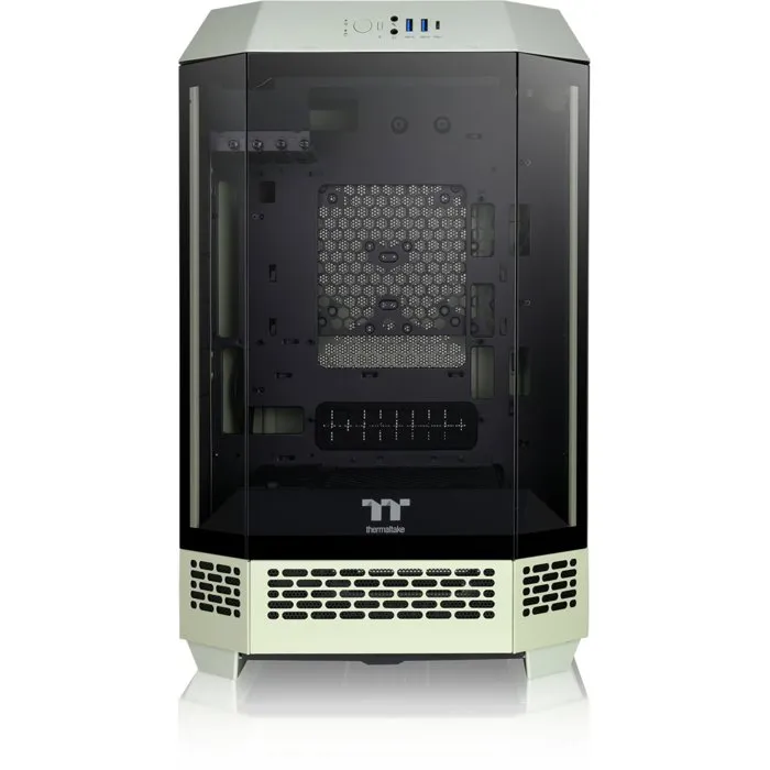 Thermaltake Boîtier PC Moyen Tour The Tower 300 CA-1Y4-00SEWN-00 Micro-ATX, Format Mini Tour, 2x140mm, USB-C, 3 Panneaux Verre Trempé, Vert Matcha