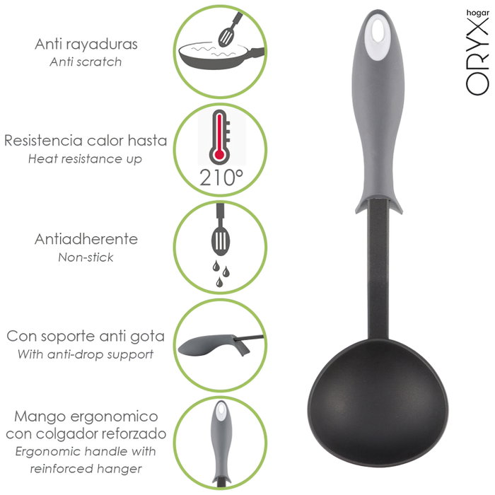 ORYX Cuillère de service en nylon avec manche anti-goutte 32 x 9,8 cm ORYX Cuillère de service en nylon avec manche anti-goutte 32 x 9,8 cm