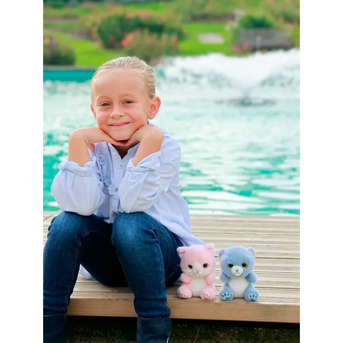 GIPSY TOYS Peluche Chat CUTYDOOS PINKY Rose Poudré 13 cm - Collection CUTYDOOS - Doudou Texturé aux Yeux Pailletés