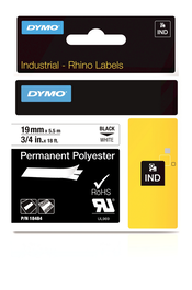 Dymo 18484 Ruban Polyester Industriel Rhino Noir sur Blanc XL pour Imprimante Étiqueteuse