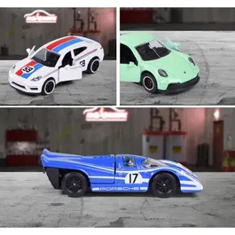 Majorette - Pack de 6 Voitures Miniatures Porsche Premium à l'Échelle 1/64 - Jouet Métallique à Roues Libres - Pour Enfants à Partir de 3 Ans