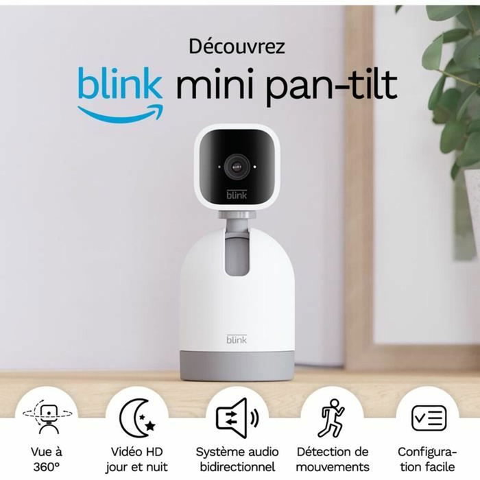 Blink Home Security Mini Caméra Panoramique Inclinable Blanche