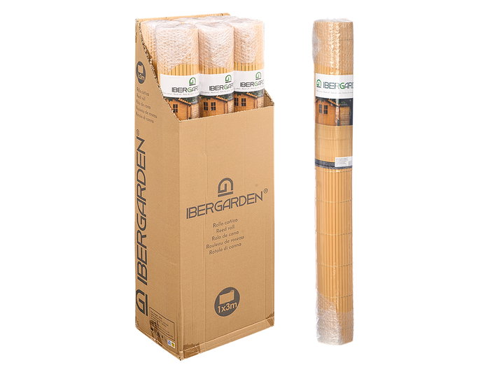 Ibergarden Rouleau Canisse Bambou PVC 300x100 cm Beige (Set de 6)