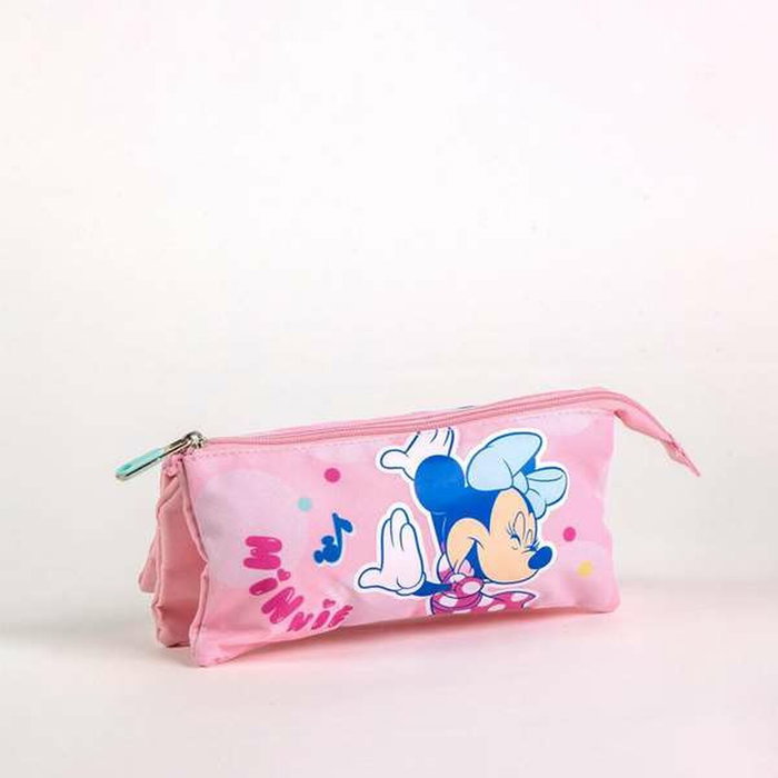Trousse Fourre-Tout Triple Minnie Mouse Rose 2,2 x 1,1 x 22,5 cm