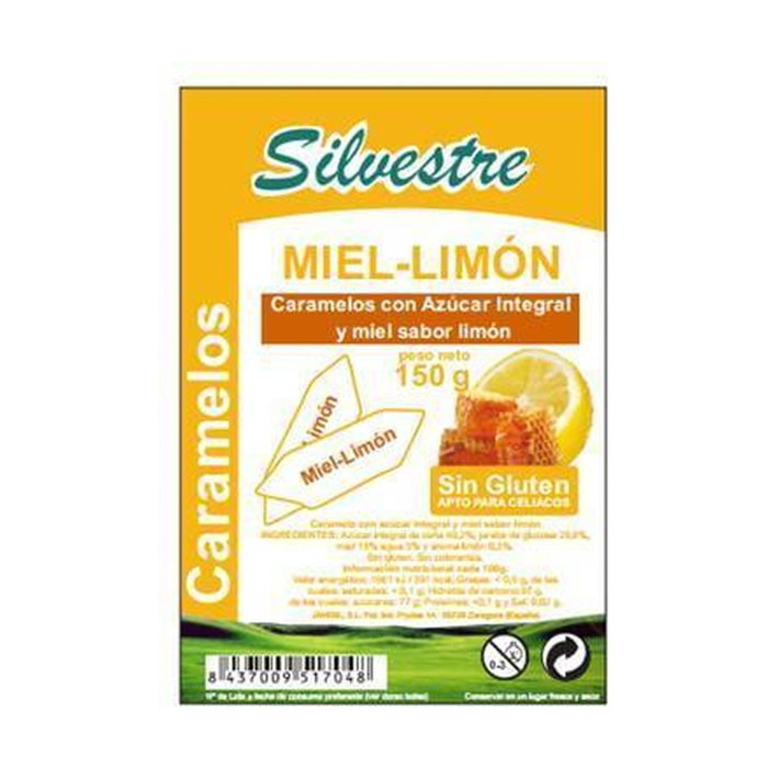 SILVESTRE Caramelos de miel y limón con azúcar integral sin gluten 150g SILVESTRE Caramelos de miel y limón con azúcar integral sin gluten 150g