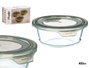 Vivalto Boîte de conservation ronde en verre 14.8 x 5.5 x 13.2 cm gris 400 ml (Set de 24)