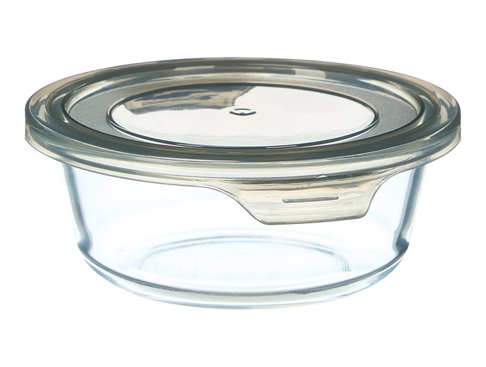 Vivalto Boîte de conservation ronde en verre 14.8 x 5.5 x 13.2 cm gris 400 ml (Set de 24)