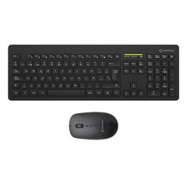 Unykach Mk212 Pro – Kit Clavier + Souris Sans Fil QWERTY Espagnol, 2.4 GHz, Souris Optique 2400 DPI, Bureau, Noir
