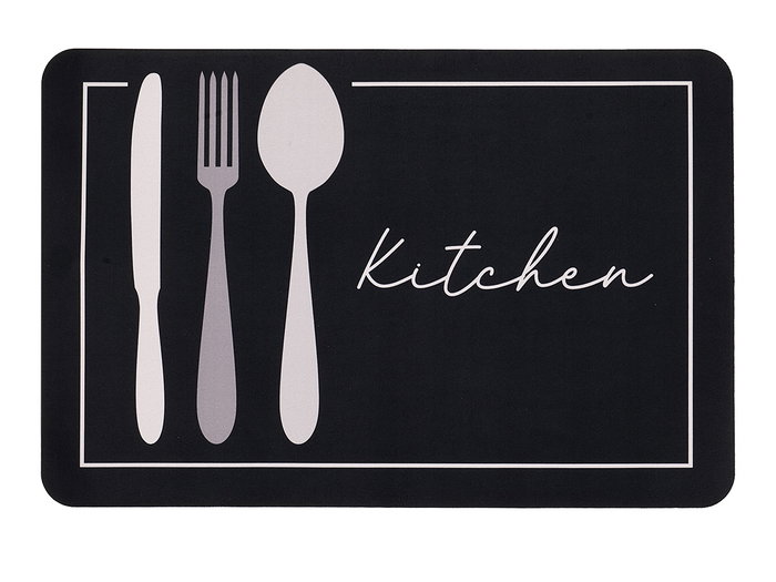 Kinvara Tapis de Cuisine 40x60 cm Antidérapant Plastique Noir et Blanc (Set de 24)