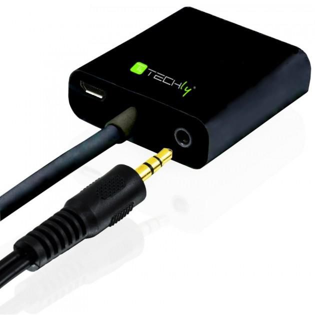 Techly Adaptateur Convertisseur HDMI vers VGA avec Port Audio et Alimentation Micro USB