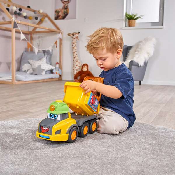 Smoby - Camion Harry ABC 30 cm - Jouet en Plastique avec Sons et Lumières - Fonctionne sur Piles (Incluses) - À partir de 12 Mois