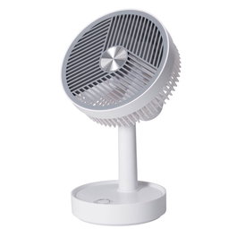 Basics Ventilateur de table rechargeable blanc et gris, 3 vitesses, ø135 x 270 mm